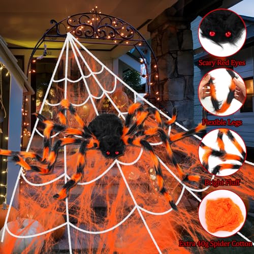 Toile d'araignée géante de 4,8m pour décorer votre façade de maison à Halloween