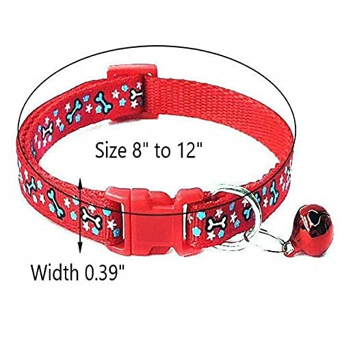 Image of Adjustable I Kitten Collar Bone Printed I Bell Cat Pet Puppy I - Color May Vary Pack of-1 I (Bone Print Collar)