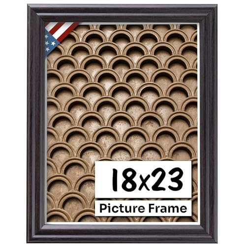 Coffee Brown 18x23 Picture Frame .75" Inch Wide - Dark Brown Wall Decor Handmade Solid Wood Frames with Preinstalled Hangers and UV Blocking Plexiglass 23x18 Frame