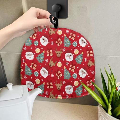 Image of Hudotybom Xmas Santan Claus Tea Pot Cozies Father Christmas Teapot Dust Cover Insulated Warmer Tea Cozies with Extra Thick Wadding
