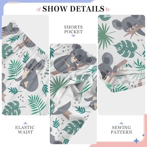 Koala Palm Leaves Boys Long Pants Soft Trousers Elastic Waist Kids Lounge Bottoms with Pockets S-XL4