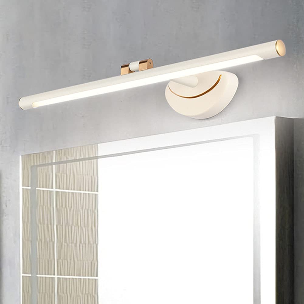 LED 180°Einstellbar Spiegellampe Weiß Runde Röhre Spiegelleuchte Spiegel Frontlicht Badezimmer Wasserdicht Toilette Badezimmer Spiegellicht IP44 Dekoration Wandleuchte L61CM 14W,61cm warm light