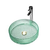 Combinazione lavabo da bagno in vetro temperato: lavabo da bagno con rubinetto a cascata, dotato di un'ampia e piatta uscita dell'acqua che permette di far scorrere l'acqua a strati nel lavabo, creando una splendida cascata. Questo elegante rubinetto a cascata offre il pieno controllo dell'acqua calda e fredda. Un'unica maniglia per regolare acqua calda e fredda, molto comoda.