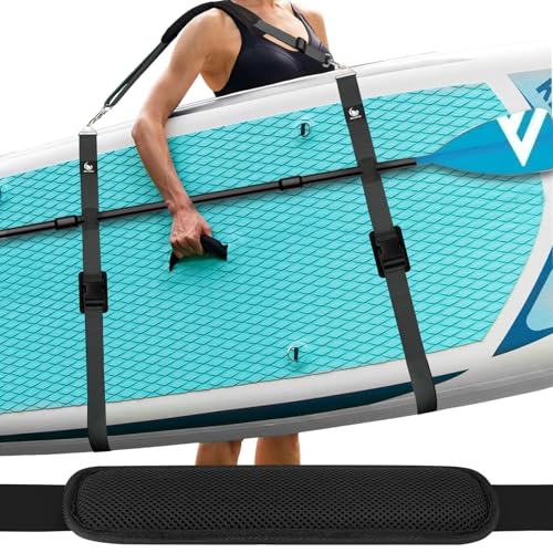 Mellbree Paddle Board Carrying Strap Upgraded Soft Sup Carrying Strap Heavy Duty Kayak Carrier with Metal Clips Adjustable Size Suitable for Both Men and Women to Carry Paddleboard Easily