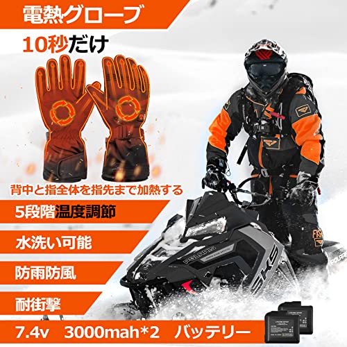Tsumenafuyu 電熱グローブ バイク用 7.4V 6400mahバッテリー