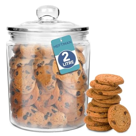 HEFTMAN Glass Jar with Lid - 2 Litre Clear, Empty Sweet Jars with Airtight Push-Top Lid - Sturdy Glass Vintage Apothecary Jars Perfect for Sweets, Coffee, Sugar, Laundry Pods Storage Container