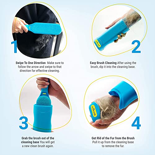 Pet Hair Remover Brush, Hair Remover For Cat, No Refill, No Waste, Double-Sided Handheld Fur Brush Remover, Best Hair Remover For Dog And Cat, Easy To Clean Hair, Sky Blue #TOP3
