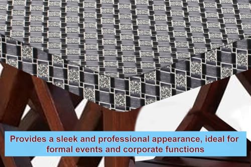 Image of The Furnishing Tree Elastic Rectangular Center Tpoy Table Cover WxL 24x60 in Inches Polyester Basketweave Pattern Grey