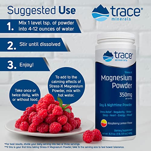Trace Minerals Stress-X Magnesium Powder Raspberry Lemon Flavor - 16.9 Oz #TOP3