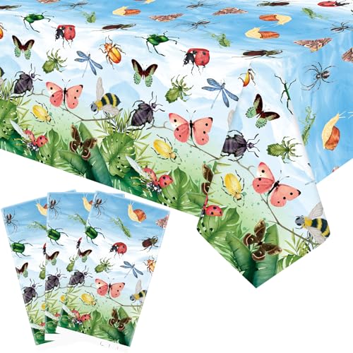 Lilwemen 3 Pcs Insect Tablecloths, Bug Party Decorations, 51 x 86 Inch