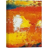 SIGNWIN Canvas Wall Art Bright Yellow, Orange, Red and White Color Blocks and Textures Abstract Brushstroke Oil Painting Minimalism Modern Closeup for Living Room, Bedroom, Office - 12x18 inches