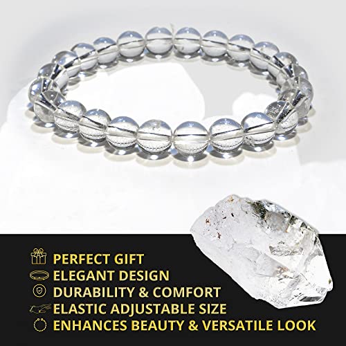 Image of ANAYA AGATE Healing Crystal Bracelet for Women and Men - 8mm Round Beaded Bracelet for Men and Women - Unisex Stretchy Gemstone Bracelet for Healing and Protection