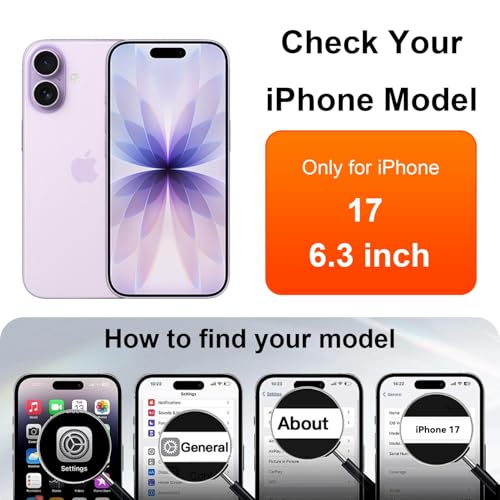 Image of OneFish for iPhone 17 Screen Protector 6.3 inch HD Clear Tempered Glass Full Coverage, 9H Hardness Scratch Resistant, Easy Installation, 2 Pack