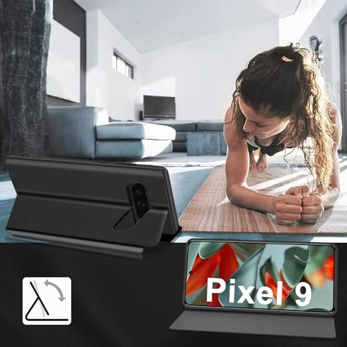 Étui antichoc Google Pixel 9 avec clapet anti-rayures noir