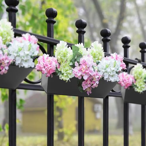 Image of 16 Inch Railing Planters Box Metal Hanging Flower Pot 3 Pcs