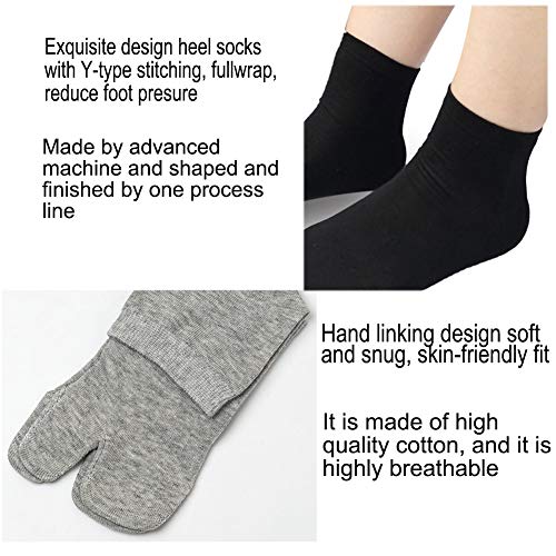 Image of Women's Solid 2 Toe Flip Flop Tabi Socks Geta Ankle Cotton 5 /6 Pairs