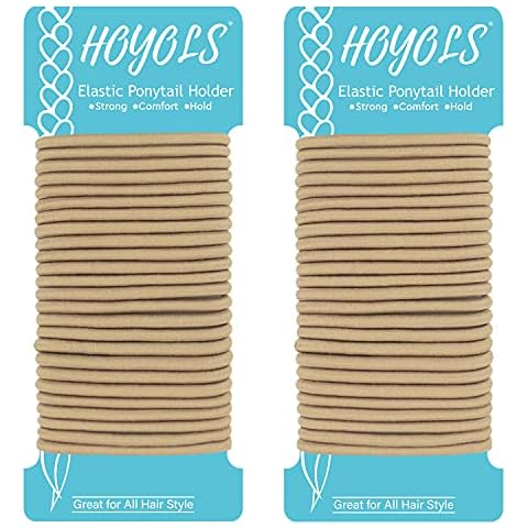 Blonde Ponytail Holders, No Metal Elastic Hair Ties, Braided Hair Bands Scrunchies for Girl Women Medium Hair 50 Court 4mm (Light Blonde) Cover