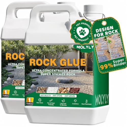 Image of Rock Glue for Landscaping - 2 Gallon Mulch Glue and Gravel Binder | Fast-dry, non-toxic rock glue for landscaping,bonds gravel,mulch,pebbles and stones for patios,garden,paths and flower beds