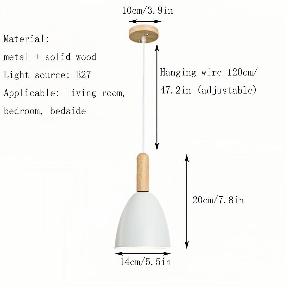 Genérico Lámpara Industrial Nórdica De 3 Luces Macaron Techo Madera Y Metal Para Cocina Isla Comedor Pasillo(White)