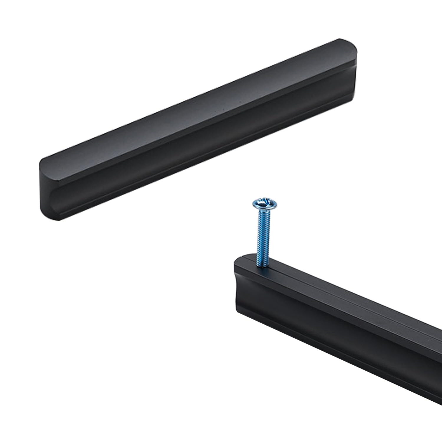 Szlxjmfl Black Kitchen Cabinet Handles Modern,Hole Spacing:96mm 2 Pack Fureiture Handles Solid Aluminum Alloy | Anodized Surface I Shaped Handle Hole Centers: 64-980Mm Drawer Handles 96Mm/3.8In