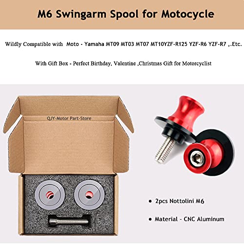 2Pcs M6 Ständeraufnahme 6mm Bobbins Montageständer Adapter CNC Aluminium für MT09 MT-09 MT-01 MT-03 MT-07 MT-10 MT-125 2000-2022 (Rot)(Rot)