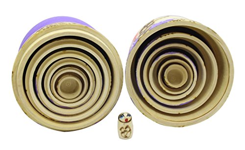 Set von 7 Zopf Mädchen Stapeln Spielzeug Russischen Puppe Handgefertigt Spielzeug aus Holz für Kinder Kinderzimmer Decor (Lila)