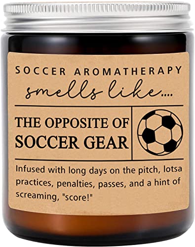 HTDesigns Soccer Gift - Soccer Candle - Soccer Player Gift - Soccer Player Candle - Gift for Soccer Player - Smells Like The Opposite of Soccer Gear, 8oz