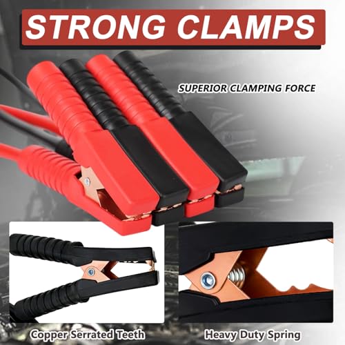 Heavy Duty Jumper Cables, 0 Gauge 30FT Automotive Booster Jumper Cable for Car, SUV,Vans &Truck Battery, Jumper Cable with Strong Clamps & Thiekened Inner Core, Carry Bag and Gloves Included