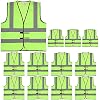 zojo Normal Visibility Safety Vests, 12 Packs,Adjustable Size,Thin & Lightweight Fabric, Wholesale Safety Vest for Outdoor Works, Cycling, Jogging, Walking,Sports (Neon Yellow Thin Version)
