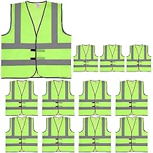 zojo Normal Visibility Safety Vests, 12 Packs,Adjustable Size,Thin & Lightweight Fabric, Wholesale Safety Vest for Outdoor Works, Cycling, Jogging, Walking,Sports Neon Yellow Thin Version
