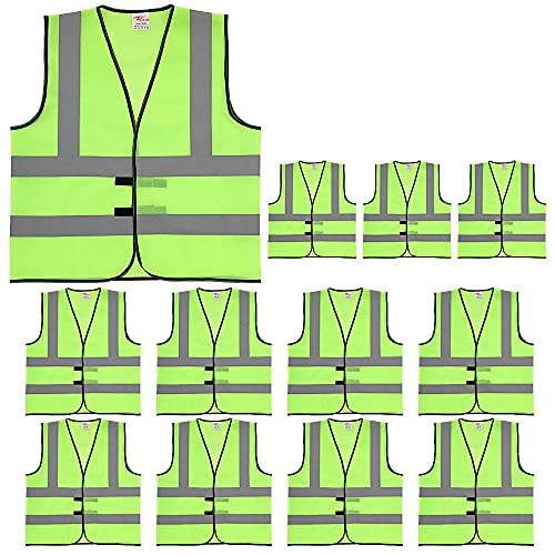 Zojo Normal Visibility Safety Vests, 12 Packs,Adjustable Size,Thin & Lightweight Fabric, Wholesale Safety Vest For Outdoor Works, Cycling, Jogging, Walking,Sports (Neon Yellow Thin Version) #TOP6