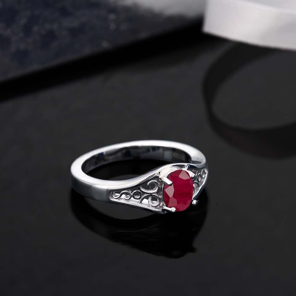 Gem Stone King Oval Solitaire Ring for Women | 925 Sterling Silver | Gemstone Birthstone | Oval 7X5MM | Wedding Engagement Anniversary Promise Ring | Available In Size 5, 6, 7, 8, 9