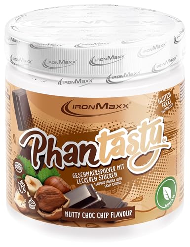 IronMaxx Phantasty - Nutty Choc Chip 250g Dose | Veganes Aroma Pulver mit echten Frucht- & Nussstückchen | Zuckerersatz für Backen & Getränke