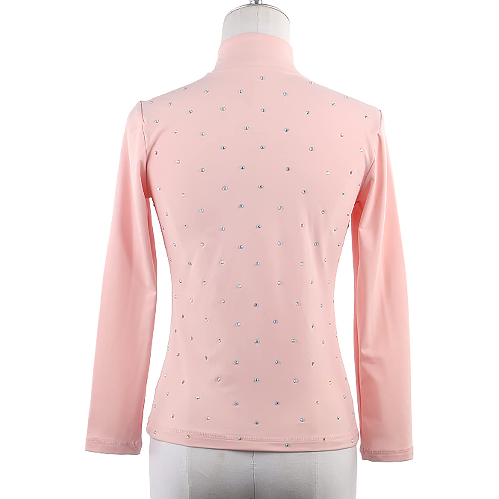 Chaquetas de Patinaje Artístico con Pedrería Mujeres Niñas Alta Elasticidad Abrigos de Patinaje sobre Hielo Ropa de Patinaje de Competición Alto Rendimiento(Size:XXS.,Color:Rosa)