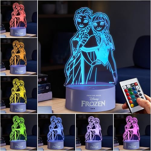 Get Trend Disney Frozen Veilleuse LED, Lampe USB Pile avec 16 Couleurs & 4 Modes, Table de Chevet et Bureau Lampe avec Luminosité Réglable (Multi Frozen)