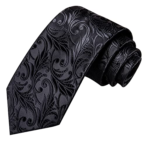 Image of Hi-Tie Men Ties Sets Silk Stripe Paisley Necktie Pocket Square Cufflinks for Business Wedding