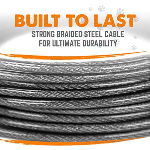 Mighty Paw Cable Tie Out For Dogs | 30’ Braided Steel Black Tieout. Chew Proof Lead For All Sized Pets. Great For Yard, Camping, And Outdoors. An Off-Leash Feel With Total Control (1/4", Up To 125Lbs) #TOP3