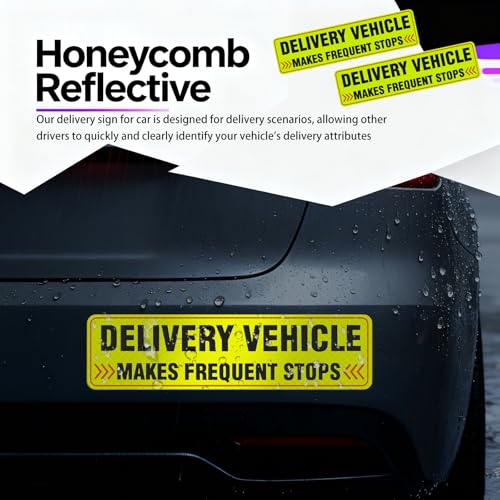 Image of 2PCS Reflective Delivery Driver Magnet for Car,Eye-catching Frequent Stops Car Magnet as Delivery Driver Accessories,Waterproof Deliveries Magnetic Cars Sign Cars Accessories
