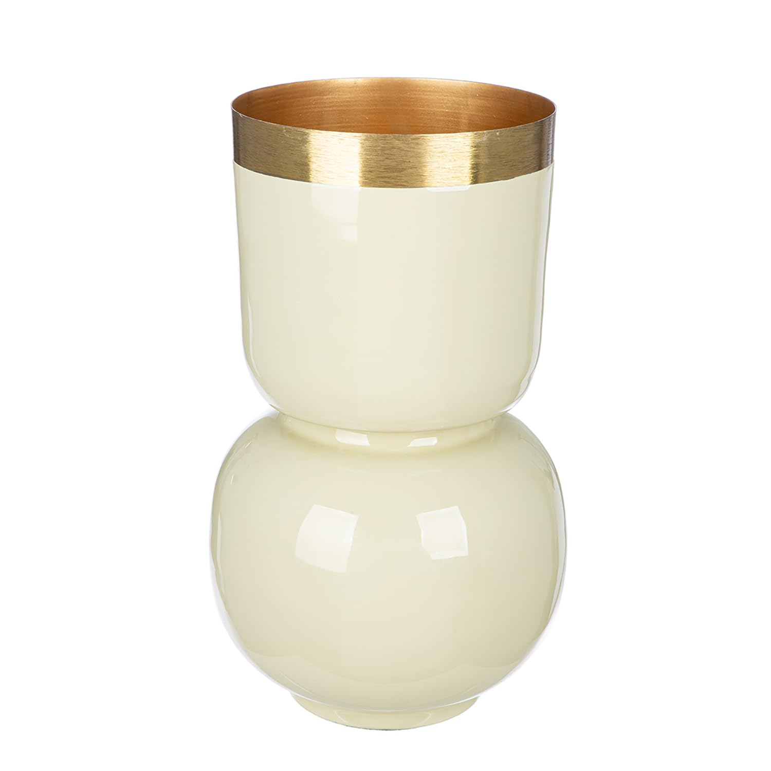 GILDE Roro Vase Metal Glossy Cream Height 31 cm x Diameter 18 cm Flower Vase