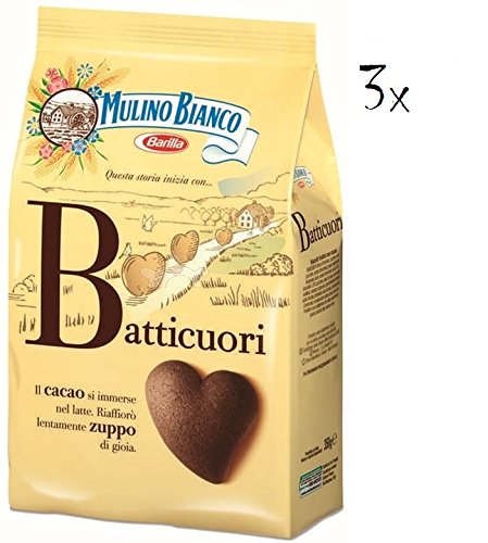 3x Mulino Bianco Batticuori Galletas Italianas Cacao y Chocolate