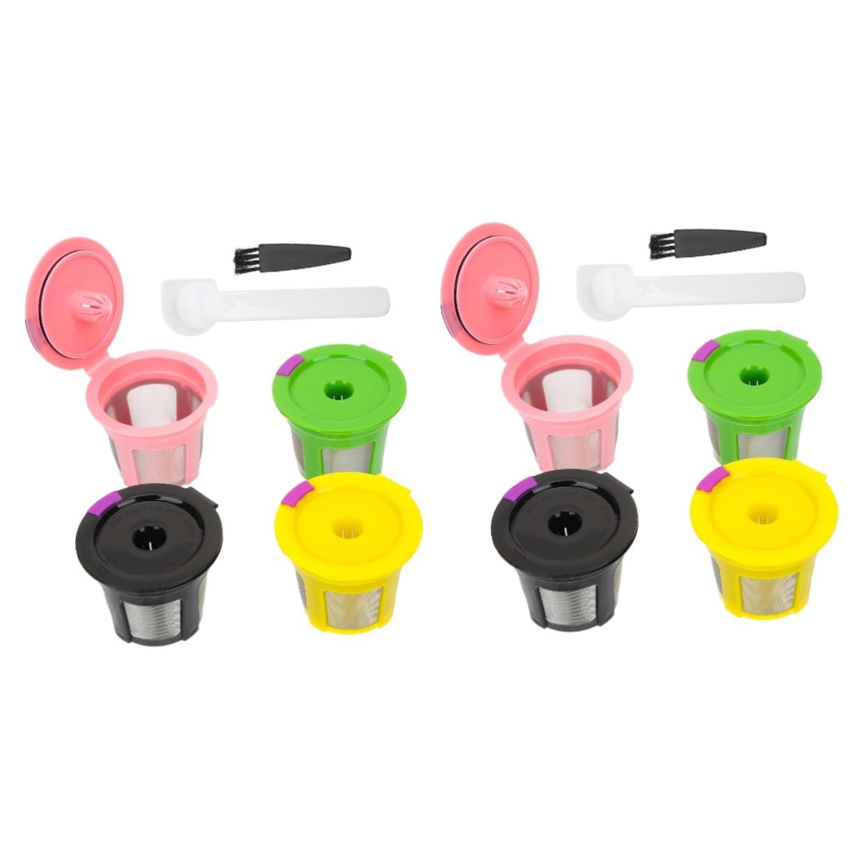 Uonlytech 8pcs Reusable Coffee Filter Compatible Espresso Machines Easy to Clean Design Includes Spoon and Brush for Coffee