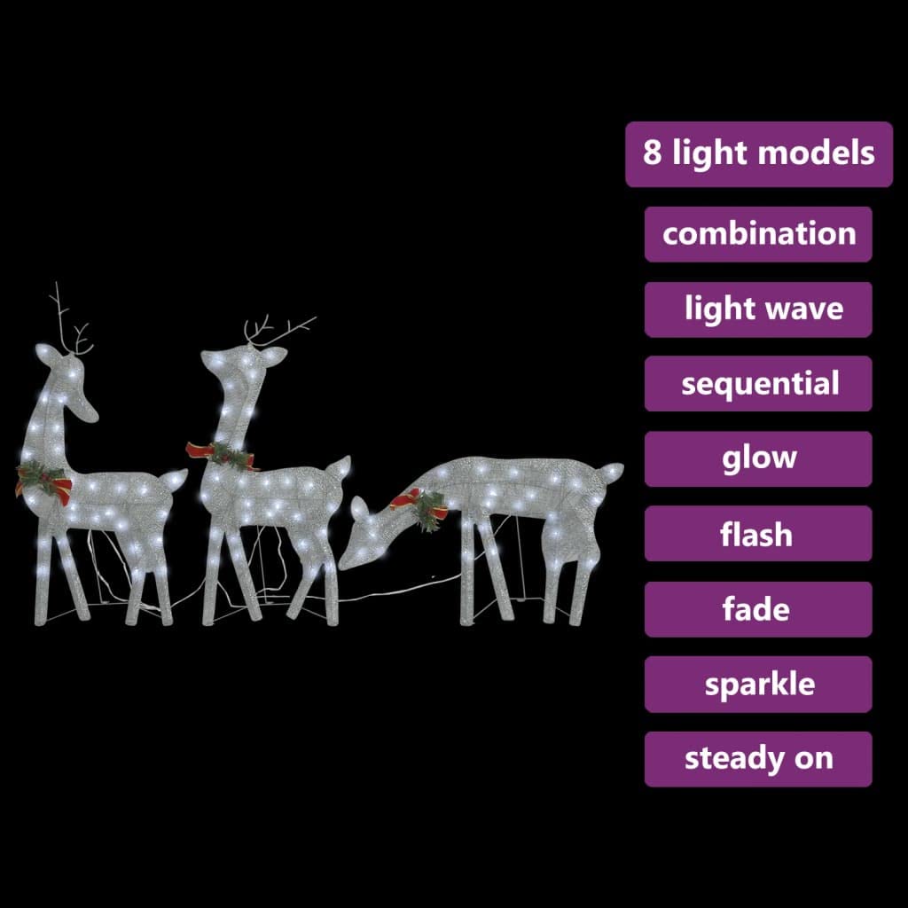 lichterkette,lichterkette batterie,led lichterkette,LED-Rentiere Weihnachtsdeko 270x7x90 cm Silbern KaltweißGeeignet für Patio, Schlafzimmer, Wohnzimmer, Weihnachten