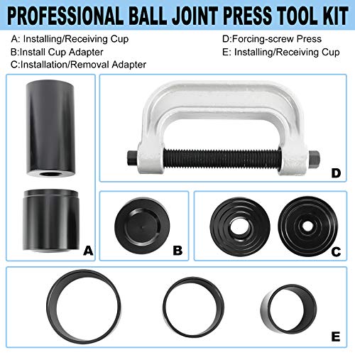 Kuntec 10Pcs Heavy Duty Ball Joint Press Kit, U Joint Removal Installation Tool Kit With 4 Adapters For Most 2Wd & 4Wd Cars And Light Trucks #TOP1
