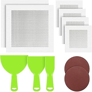 BNPCBUK 11 Pieces Wall Repair Kit Wall Repair Patch Mesh Crack Patch Scraper Sanding Pad Sandpaper Putty Knife Heavy Duty Self Adhesive Wall Repair Patch for Drywall