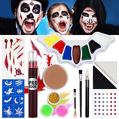 Halloween Makeup Kit for Kids Adults - Halloween Make Up Face Paint Special Effects Makeup Set, SFX Makeup Zombie Makeup Vampire Witch Skeleton Werewolf Clown Makeup Costume Cosplay FX Makeup Palette