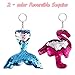 FEPITO 20 Pcs Colorful Sequin Keychains for DIY Crafts, Reversible Sequin Glitter Keychains Include Dolphin Flamingo Cat Clover Shape Ornaments Decorations,Birthday Party Gifts Supplies