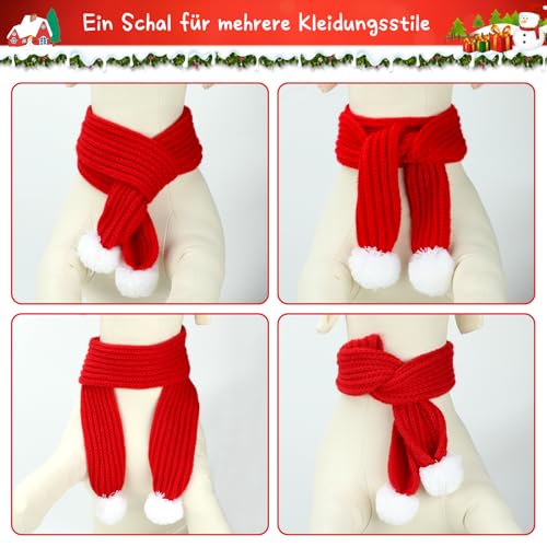 HYLYUN Weihnachten Haustier Schal 2 Stück Gestrickt Haustiers Kragen Winter Katze Halswärmer Rot Grün Haustier Schal Welpen Katze Kostüm Zubehör Mini Strickschal für kleine bis mittelgroße Haustiere