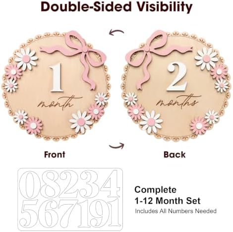 Tadonara Round Baby Milestone Sign, Scalloped Wood - 3