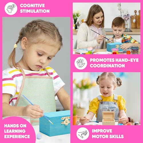 10 Sets Jewelry Box Painting Set for Kids with Stickers - Bulk Stockings & Birthday Goodie Bag Stuffer - Kids Party Favors Toy Return Gifts - Unfinished Wooden Treasure Boxes For Arts & Craft - Image 7