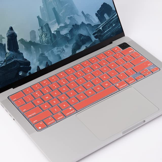 COMPUAE - Redlai US Version Gradient Silicone Keyboard Cover for Macbooks Air13 M2 2022 A2681 Pro 14 A2442 A2779 Pro 16 А2485 A2780 2023 M2 (Grapefruit red)